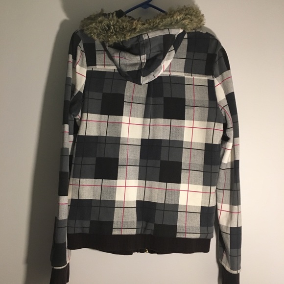 ROXY plaid jacket with faux fur hood - Picture 6 of 7
